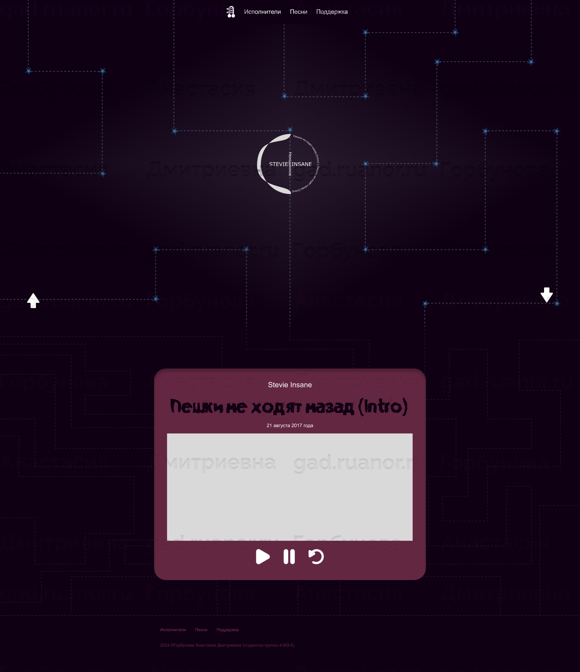 Дизайн сайта собственного анимационного видеоролика (мокап)